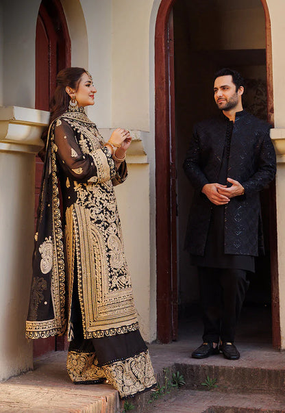 Embroidered Black & Gold Pakistani Salwar Suit Kameez for Eid & Festive Wear