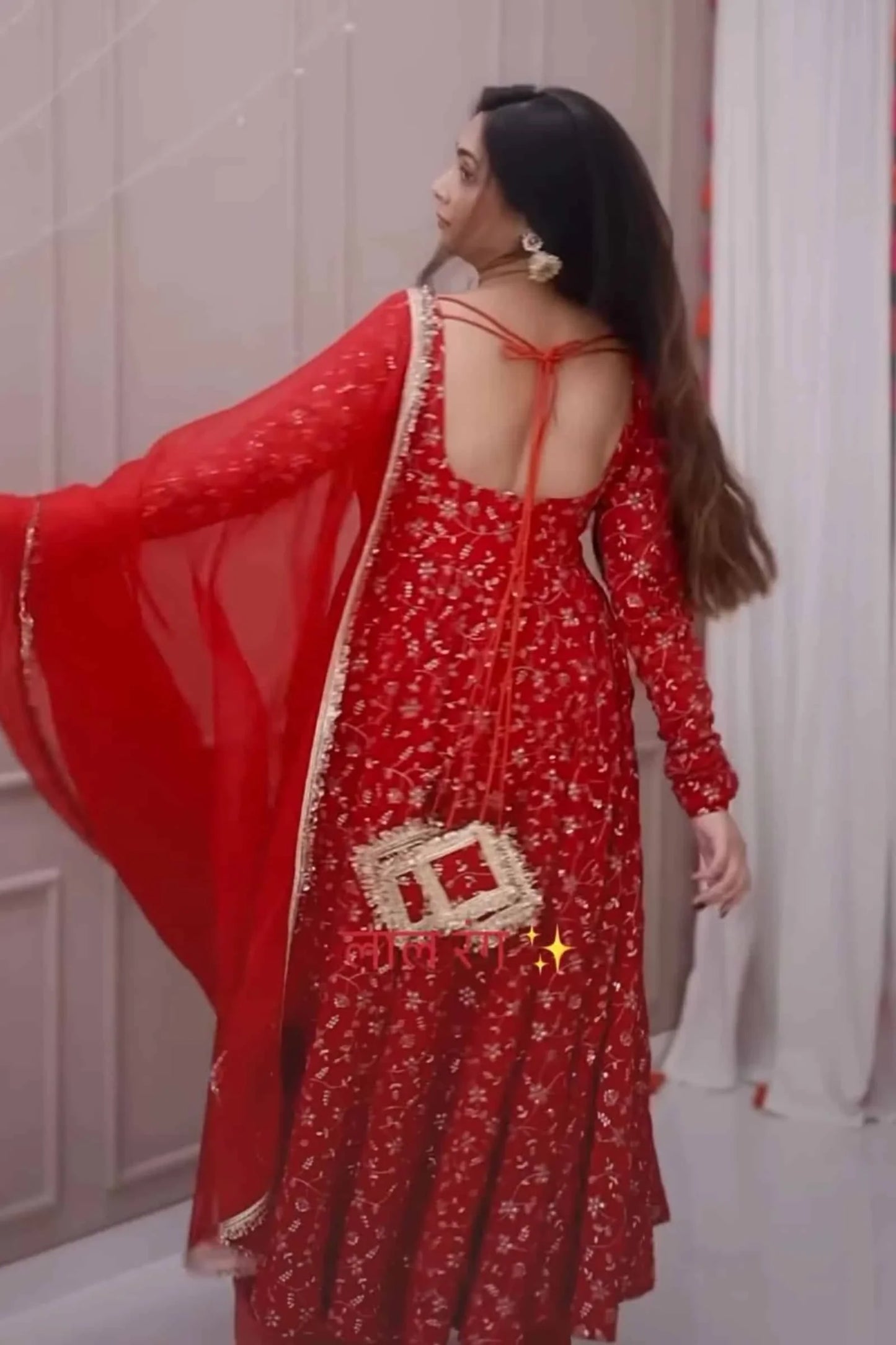 Traditional Red Embroidered Anarkali Suit for Festive & Wedding Wear