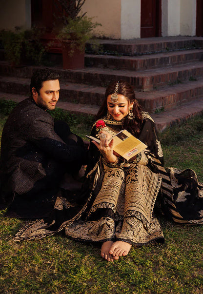 Embroidered Black & Gold Pakistani Salwar Suit Kameez for Eid & Festive Wear