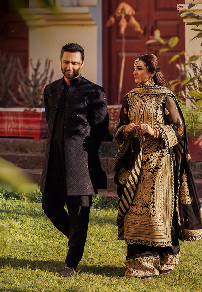 Embroidered Black & Gold Pakistani Salwar Suit Kameez for Eid & Festive Wear
