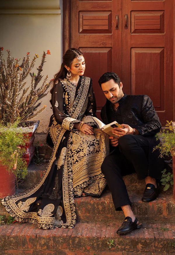 Embroidered Black & Gold Pakistani Salwar Suit Kameez for Eid & Festive Wear