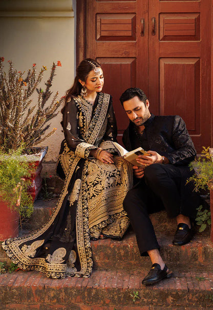 Embroidered Black & Gold Pakistani Salwar Suit Kameez for Eid & Festive Wear