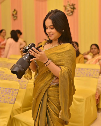 Luxurious Two-Tone Fendy Chiffon Saree with Elegant Dual Shade Finish