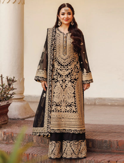 Embroidered Black & Gold Pakistani Salwar Suit Kameez for Eid & Festive Wear