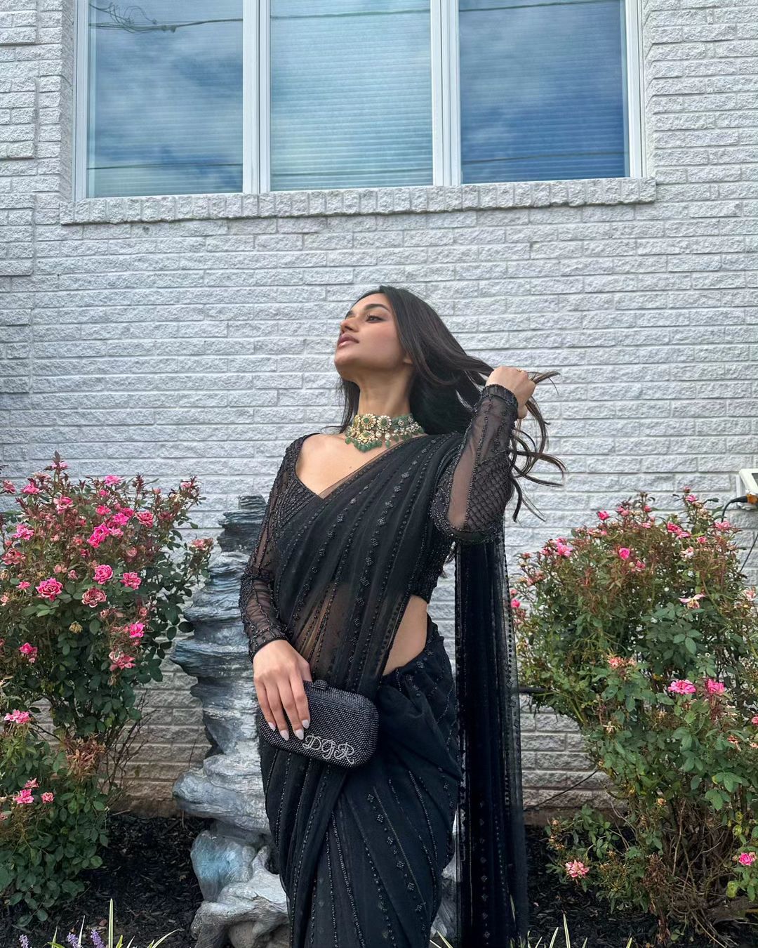 Glamorous Black Saree with All-Over Sequin Embellishment