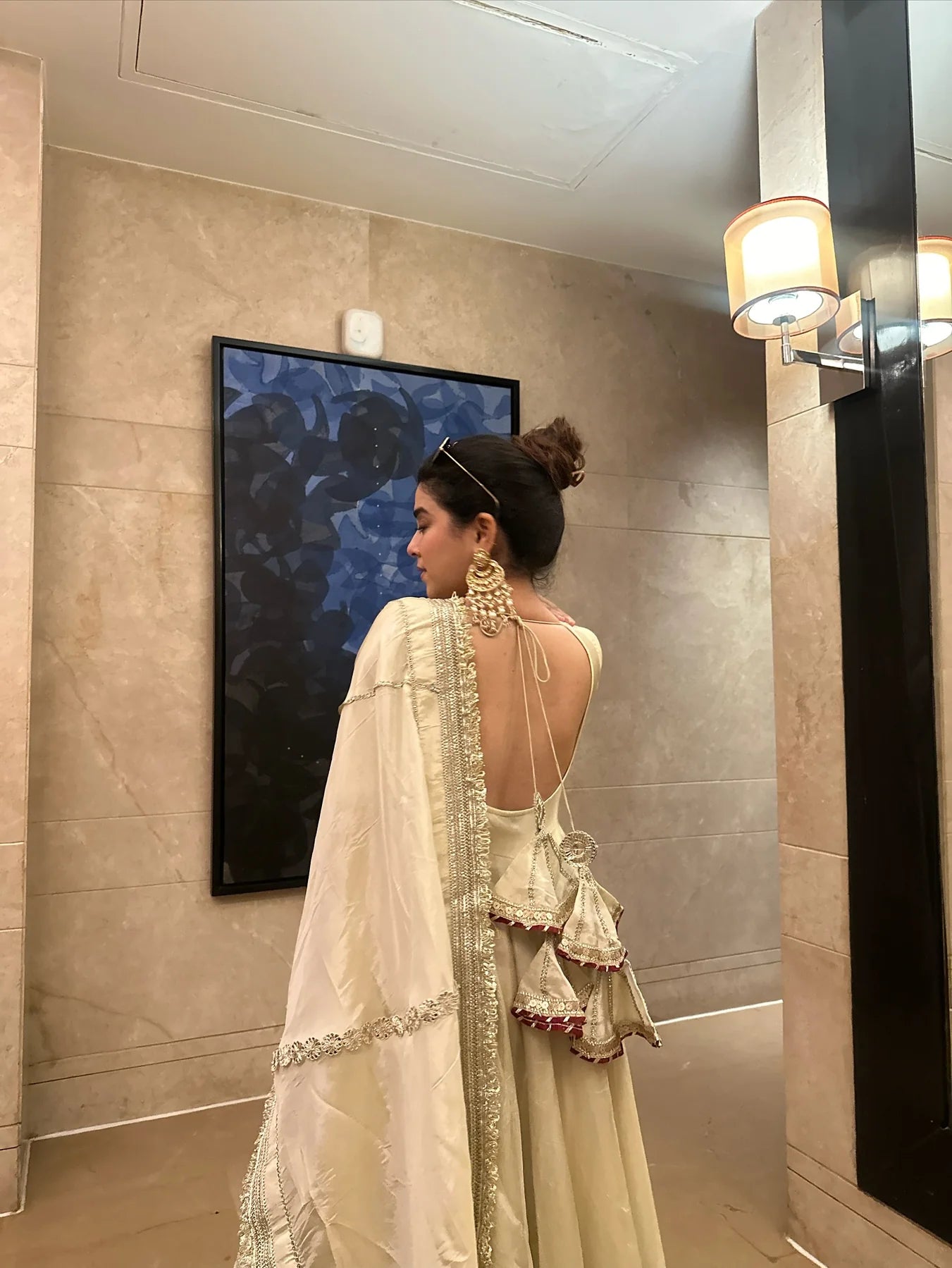 Festive Beige Embroidered Anarkali Suit Set for Wedding & Diwali Celebrations