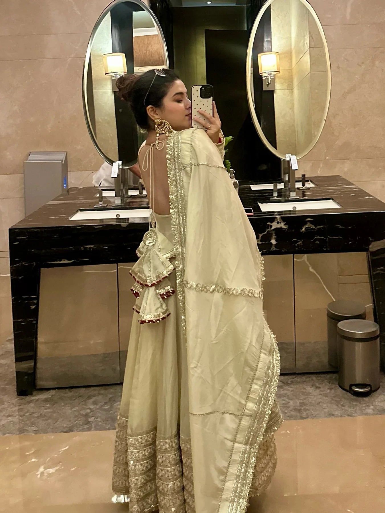 Festive Beige Embroidered Anarkali Suit Set for Wedding & Diwali Celebrations