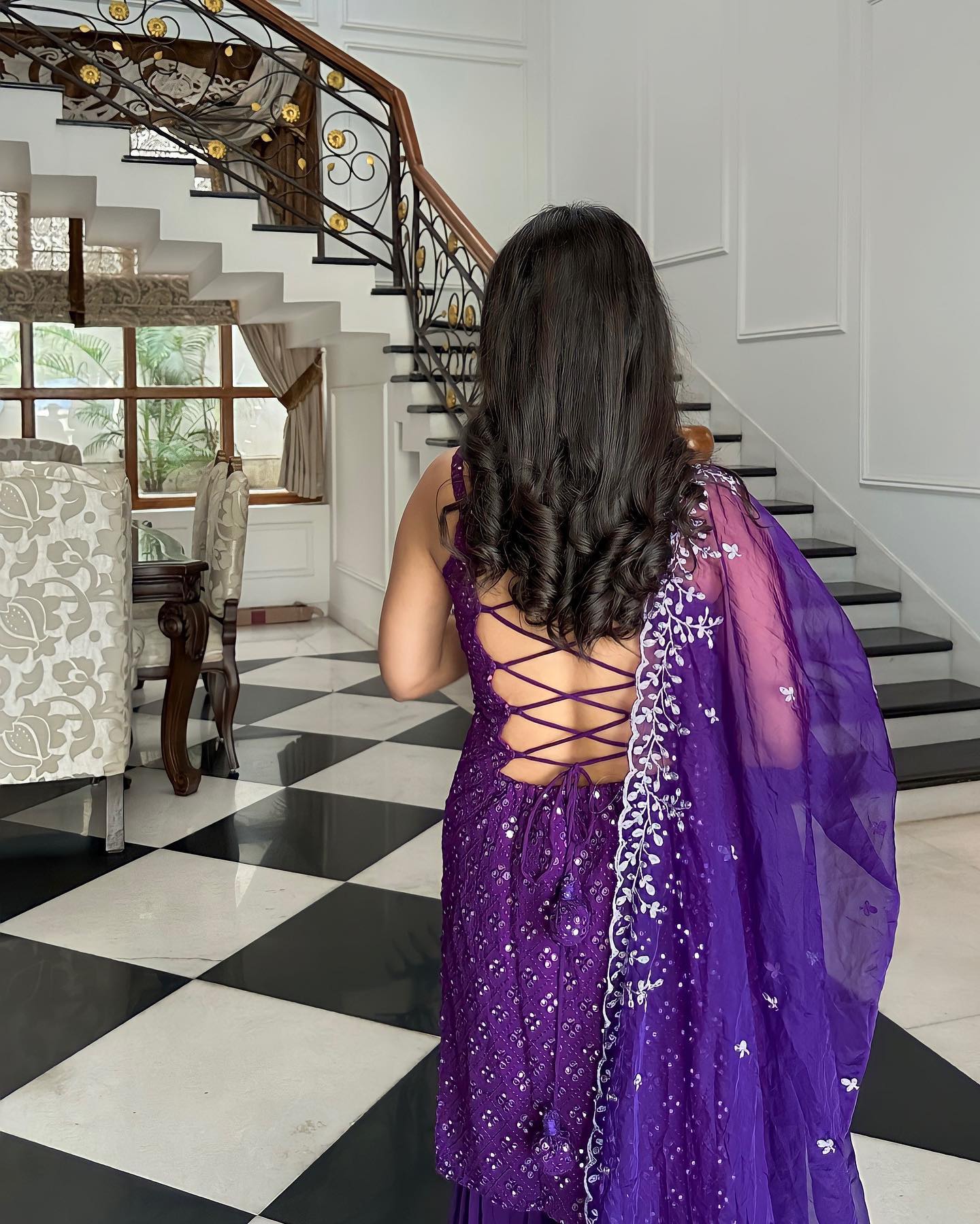 Festive Royal Purple Embroidered Sharara Suit with Kurti & Dupatta