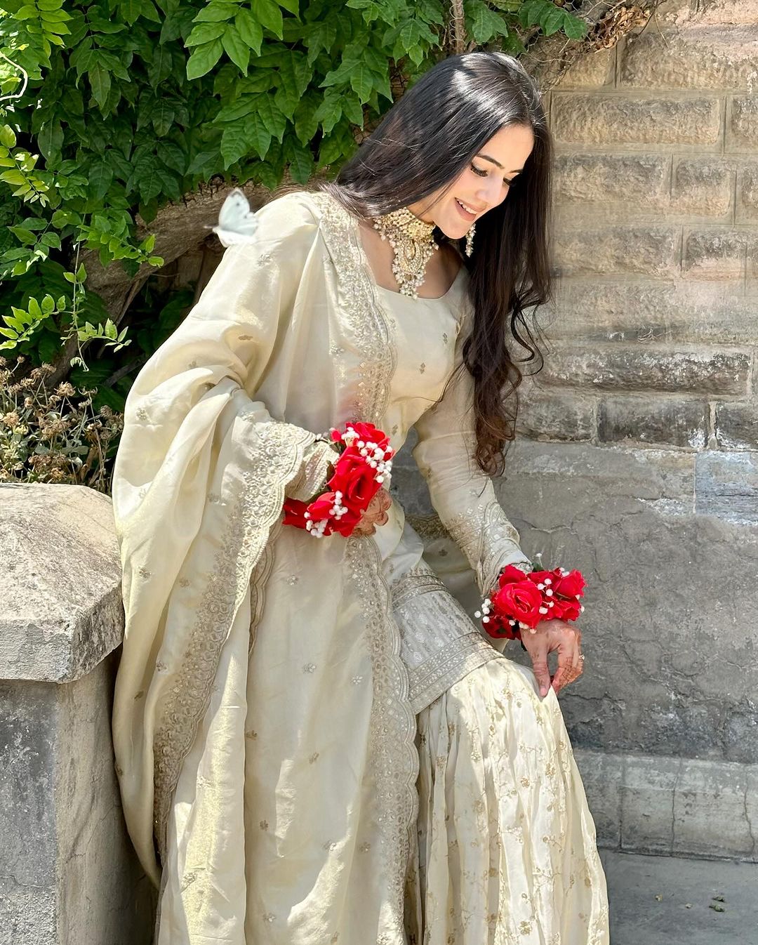 Delightful White Georgette Embroidered Sharara Suit with Dupatta