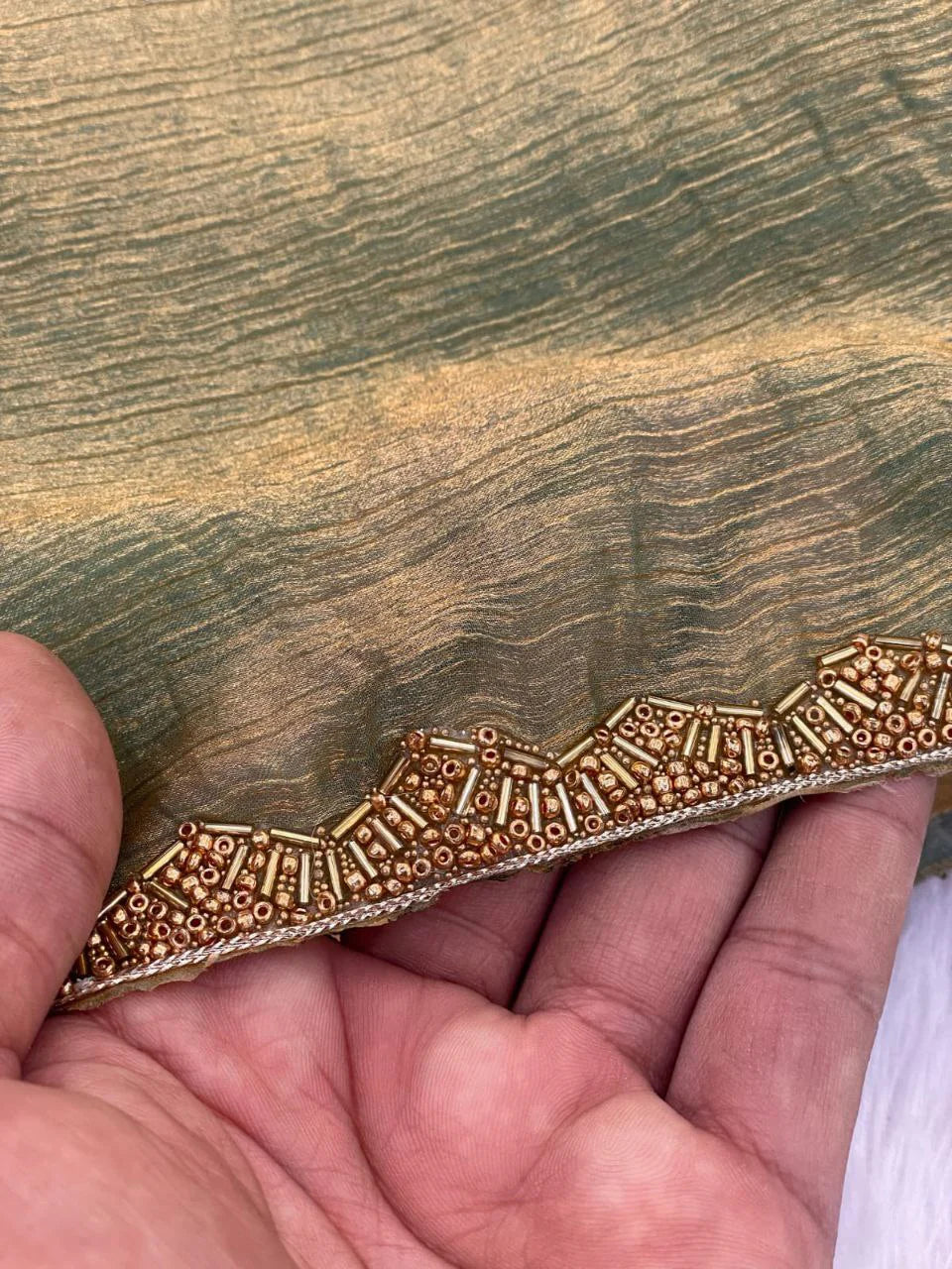 Teal Blue Shimmer Tissue Saree with Lightweight Graceful Drape