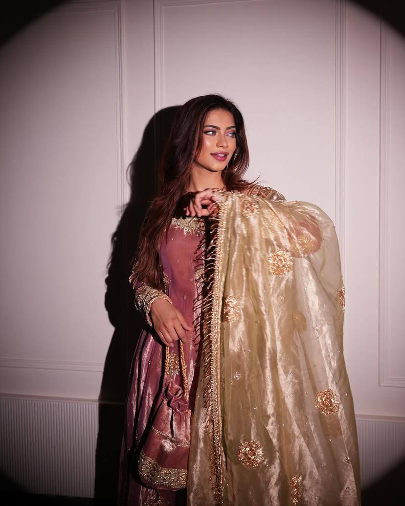 Peach Heavy Jimmy Choo Elegant Suit Set with Dupatta