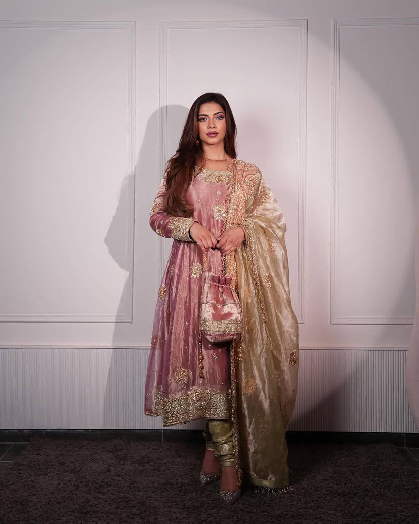 Peach Heavy Jimmy Choo Elegant Suit Set with Dupatta