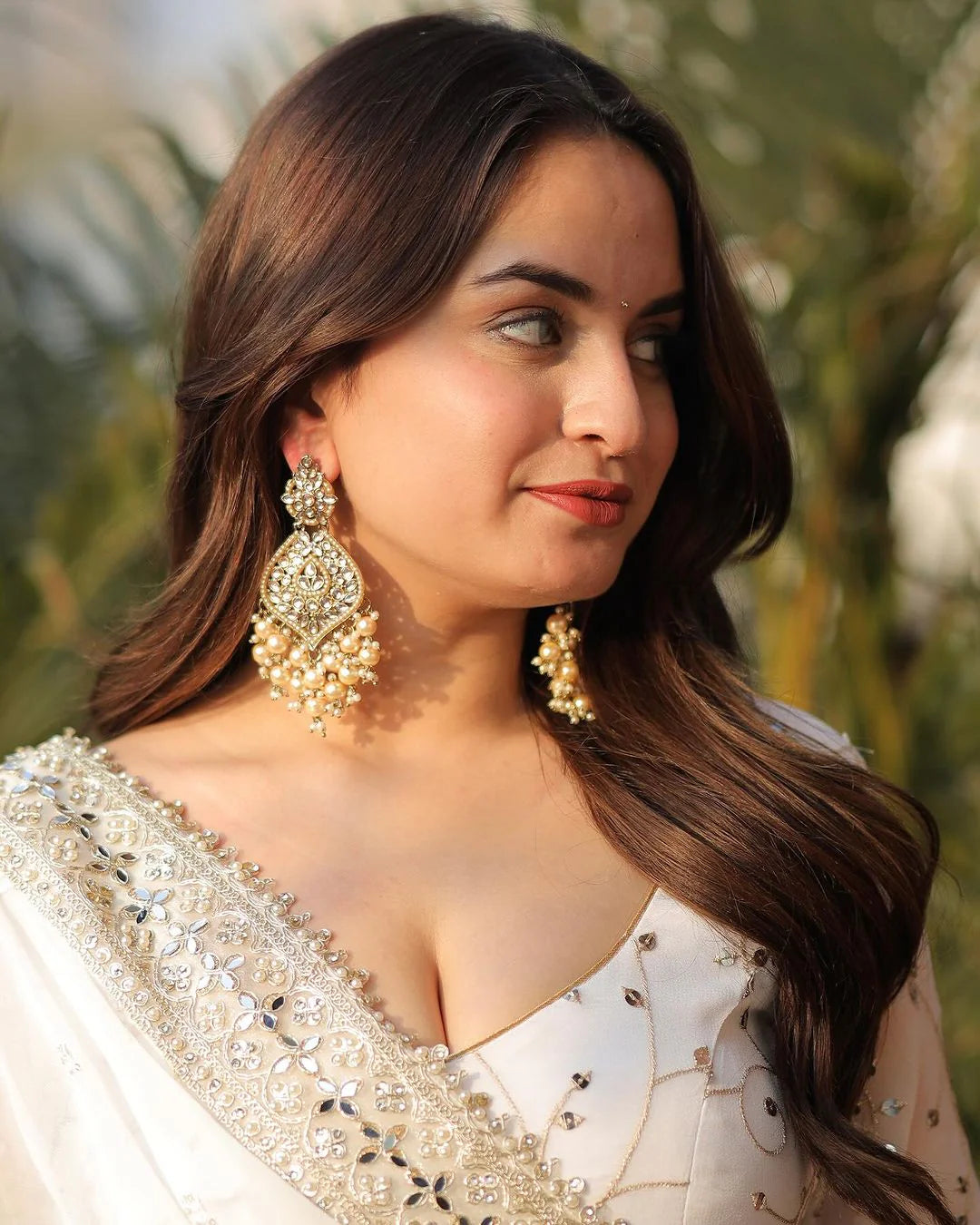 Regal White Georgette Anarkali Gown with Full Heavy Embroidery Work