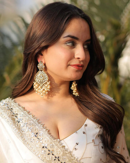 Regal White Georgette Anarkali Gown with Full Heavy Embroidery Work